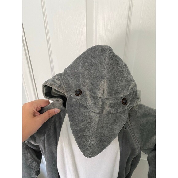 Gray Plush Shark Hooded Jumpsuit Zipper Costume Hyde and Eek Small - Picture 6 of 12